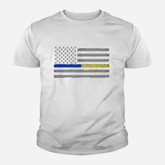 Thin Blue Gold Line 911 Police Youth T-shirt | Crazezy DE