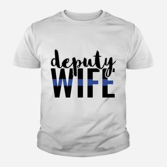 Thin Blue Line Family Deputy Wife Design Youth T-shirt | Crazezy DE