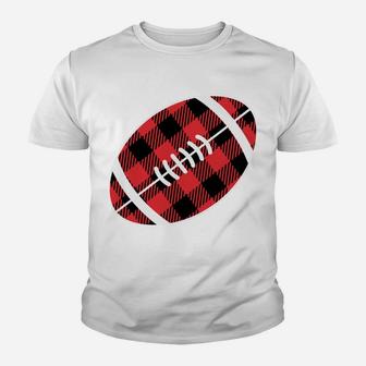 Tis The Season Buffalo Plaid Football Ball Christmas Pajama Sweatshirt Youth T-shirt | Crazezy DE