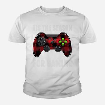 Tis The Season For Gaming Buffalo Plaid Gamer Christmas Gift Youth T-shirt | Crazezy