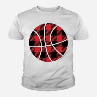 Tis The Season Red Buffalo Plaid Basketball Christmas Pajama Sweatshirt Youth T-shirt | Crazezy