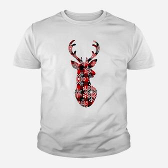 Toddler Snowflake Christmas Buffalo Red Plaid Deer Reindeer Youth T-shirt | Crazezy