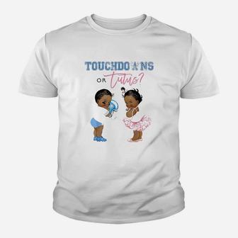 Touchdown Or Tutus Gender Reveal Baby Shower Tutu Gift Youth T-shirt | Crazezy DE