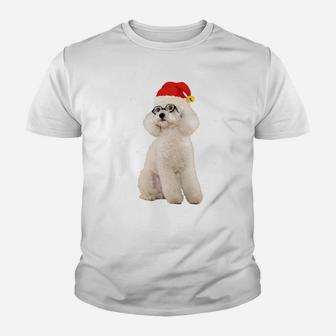 Toy Poodle In Christmas Santa Hat With Snow Falling Sweatshirt Youth T-shirt | Crazezy CA