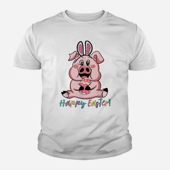 Tu Happy Easter Pig Bunny Easter Egg Hunting Costume Youth T-shirt | Crazezy AU