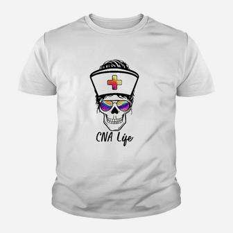 Tu Messy Skull Nurse Cna Life Nursing Tie Dye Gift Youth T-shirt | Crazezy DE