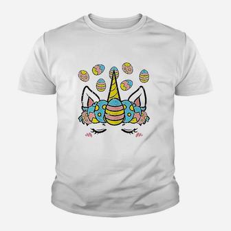 Unicorn Head Eggs Easter Day Animal Youth T-shirt | Crazezy DE