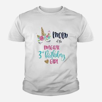 Unicorn Mom Of The 3Rd Birthday Youth T-shirt | Crazezy AU