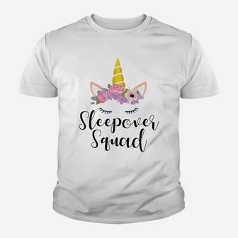 Unicorn Sleepover Squad T Shirt Birthday Slumber Party Gift Youth T-shirt | Crazezy