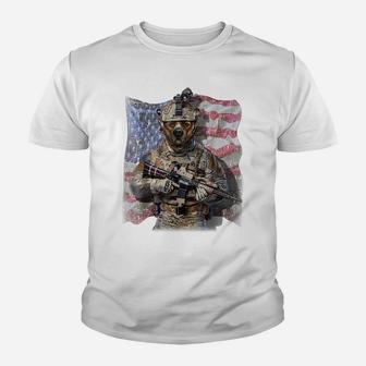 Usa America Patriot Brown Pit Bull Dog Army Commando Youth T-shirt | Crazezy