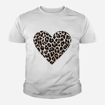 Valentine Day Casual Buffalo Leopard Print Love Heart Youth T-shirt | Crazezy