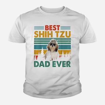 Vintag Retro Best Shih Tzu Dad Happy Father's Day Dog Lover Youth T-shirt | Crazezy UK