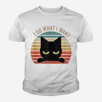 Vintage Black-Cat Lover, Retro Style Cats I Do What I Want Youth T-shirt | Crazezy CA