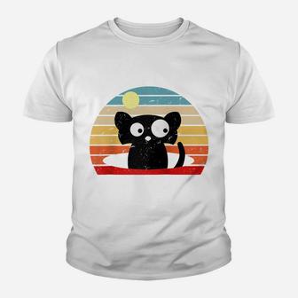 Vintage Black Cat Lover Retro Style Cats Raglan Baseball Tee Youth T-shirt | Crazezy