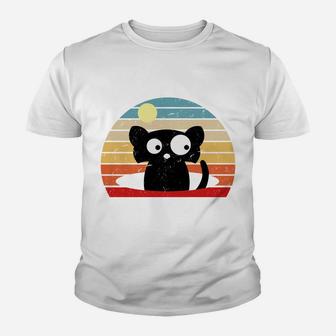 Vintage Black Cat Lover Retro Style Cats Youth T-shirt | Crazezy