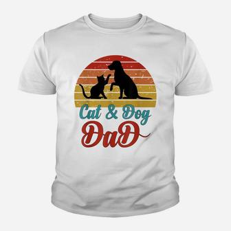 Vintage Cat And Dog Dad Owner, Funny Father Daddy Pet Animal Youth T-shirt | Crazezy CA