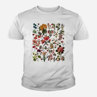 Vintage Inspired Flower Botanical Chart - Retro Florals Youth T-shirt | Crazezy