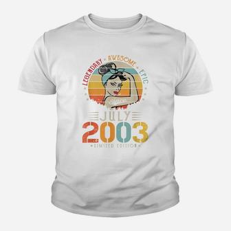 Vintage Legendary Awesome Epic Since July 2003 Birthday Youth T-shirt | Crazezy