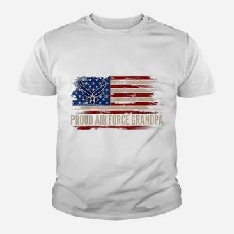 Vintage Proud Air Force Grandpa American Flag Veteran Gift Youth T-shirt | Crazezy