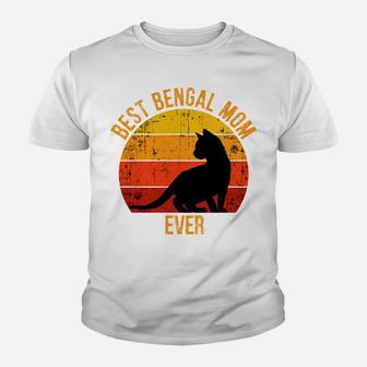 Vintage Retro Best Bengal Cat Mom Ever Fur Mamas Youth T-shirt | Crazezy