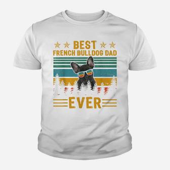 Vintage Retro Best French Bulldog Dad Ever Dog Father's Day Youth T-shirt | Crazezy UK