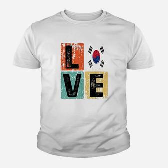 Vintage Retro I Love South Korea Flag For South Korean Pride Youth T-shirt | Crazezy