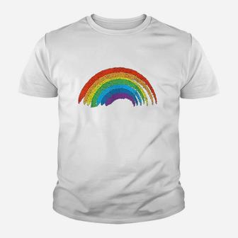 Vintage Retro Rainbow Classic Distressed Design Youth T-shirt | Crazezy