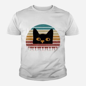 Vintage Sunset Cat Shirt Lover, Retro Black Style Cats Youth T-shirt | Crazezy