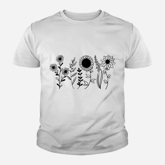 Vintage Wildflowers Flower Child Boho Peace Hippie Gift Youth T-shirt | Crazezy