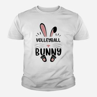 Volleyball Bunny Funny Matching Easter Bunny Egg Hunting Youth T-shirt | Crazezy