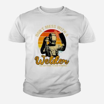 Welder Gifts Funny Welding Image On Back Of Shirt Youth T-shirt | Crazezy