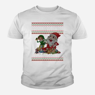 When I Think Of You I Touch My Elf Funny Ugly Christmas Sweatshirt Youth T-shirt | Crazezy
