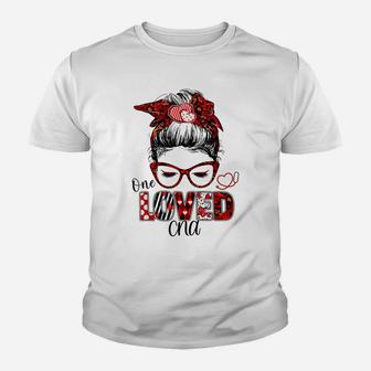 Women Messy Bun Hair One Loved Cna Valentine's Day Youth T-shirt | Crazezy UK