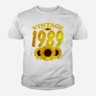 Womens 32Nd Birthday Vintage 1989 Sunflower Gifts 32 Years Old Bday Youth T-shirt | Crazezy UK