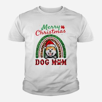 Womens Akita Inu Santa Dog Mom Boho Rainbow Funny Christmas Youth T-shirt | Crazezy UK