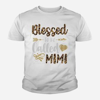 Womens Blessed To Be Called Mimi Cute Leopard Hearts Gifts Youth T-shirt | Crazezy CA