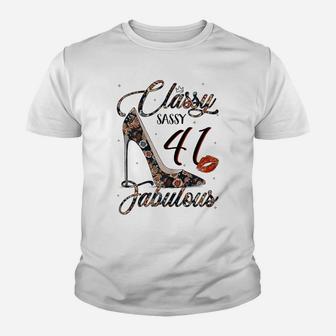 Womens Classy Sassy 41 Fabulous Flower High Heel 41St Birthday Youth T-shirt | Crazezy AU