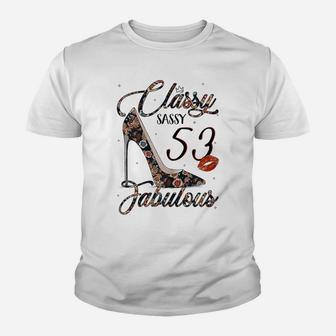 Womens Classy Sassy 53 Fabulous Flower High Heel 53Rd Birthday Youth T-shirt | Crazezy AU