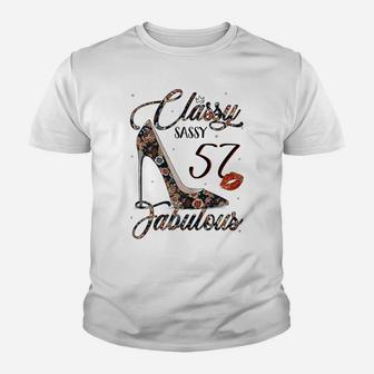 Womens Classy Sassy 57 Fabulous Flower High Heel 57Th Birthday Youth T-shirt | Crazezy CA