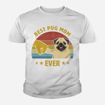 Womens Cute Best Pug Mom Ever Proud Vintage Puppy Lover Pug Retro Youth T-shirt | Crazezy
