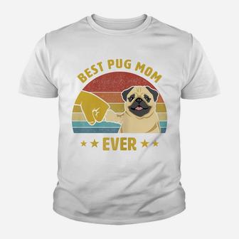 Womens Cute Best Pug Mom Ever Proud Vintage Puppy Lover Pug Retro Youth T-shirt | Crazezy DE