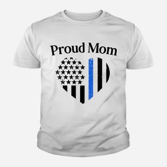 Womens Cute Proud Mom Law Enforcement Police Officer Cop Mama Gift Youth T-shirt | Crazezy