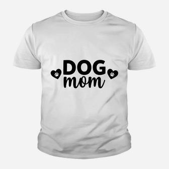 Womens Dog Mom With Heart Funny Cotton Dog Lovers Graphic Causal T Youth T-shirt | Crazezy