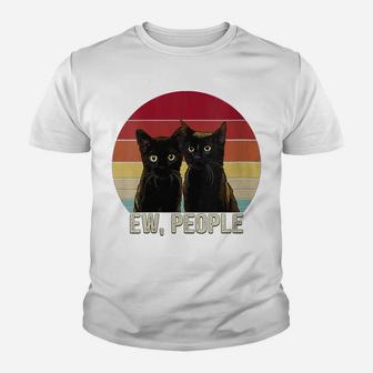 Womens Ew People Funny Black Cats Vintage Kitten Lover Retro Womens Youth T-shirt | Crazezy AU