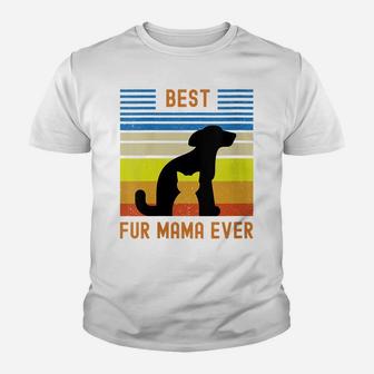 Womens Funny Best Fur Mama Ever Vintage Retro Dog Cat Mom Owner Youth T-shirt | Crazezy CA
