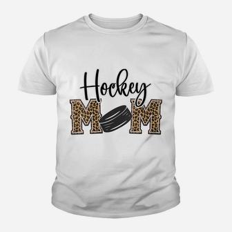 Womens Hockey Mom Leopard Print Cheetah Ice Hockey Proud Mom Youth T-shirt | Crazezy