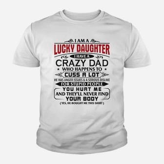 Womens I'm A Lucky Daughter Of A Crazy Dad Christmas Girls Youth T-shirt | Crazezy DE