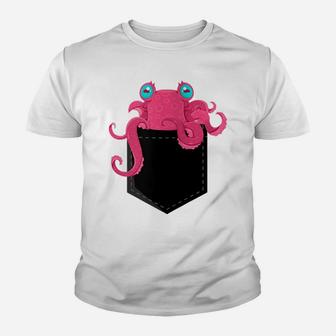 Womens Little Cthulhu Kraken Octopus In A Pocket Youth T-shirt | Crazezy
