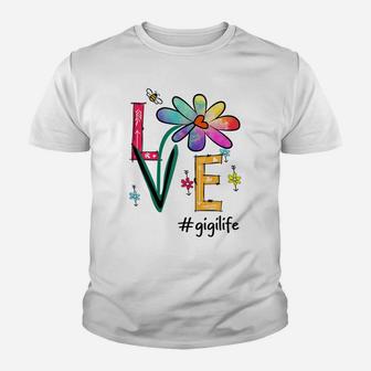 Womens Love Gigi Life Daisy Flower Cute Mother's Day Gift Grandma Youth T-shirt | Crazezy