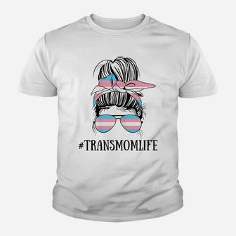 Womens Messy Bun Life Of A Proud Transgender Mom Lgbt Trans Mama Youth T-shirt | Crazezy